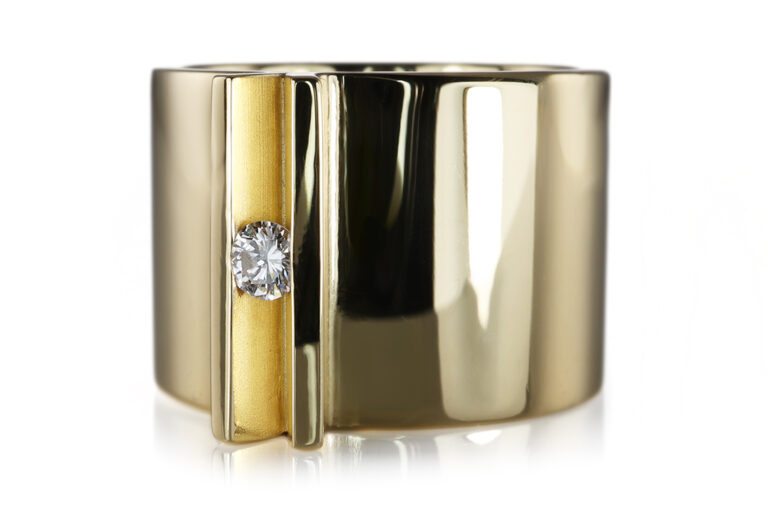 Niessing Ring Spannring 1 Brillant ca 0,04 ct TW/VVS 750 Gelbgold [BRORS 20619]