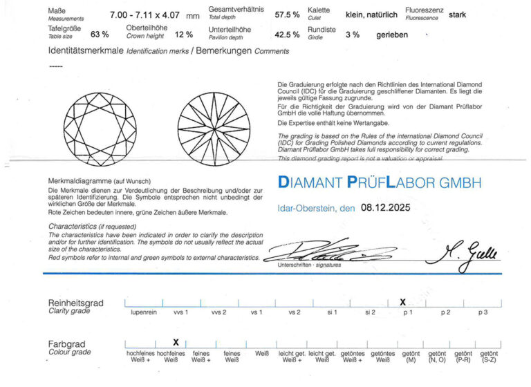 Ring 1 Brillant 1,24 ct RIVER/P1 750 Weißgold DPL Gr. 54 [BRORS 20625]
