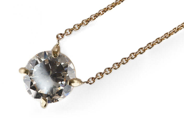 Collier 1 Brillant 1,74 ct. P-R/P1 750 Gelbgold DPL Gutachten [BRORS 20627]