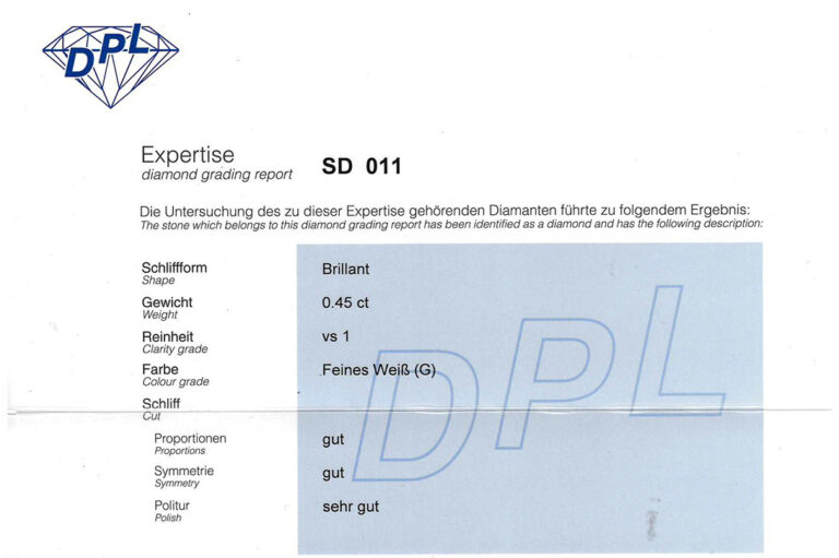 Ring 1 Brillant 0,45 ct G/VS 1 + 14 Brillanten 750 Gold DPL Gr. 54 [BRORS 20629]