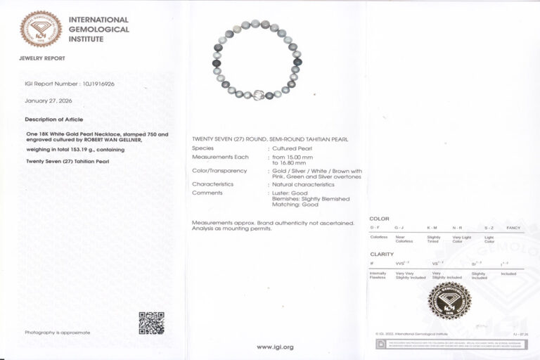 SONDERPREIS Tahitiperlenkette von Robert Wan GELLNER Weißgold IGI [BRORS 11946]