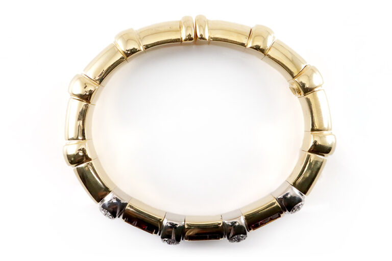 Armreif 3,2 ct Rubine + 0,9 ct Brillanten River-TW/VS 750 Gold IGI [BRORS 19376]