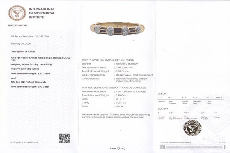 Armreif 3,2 ct Rubine + 0,9 ct Brillanten River-TW/VS 750 Gold IGI [BRORS 19376]