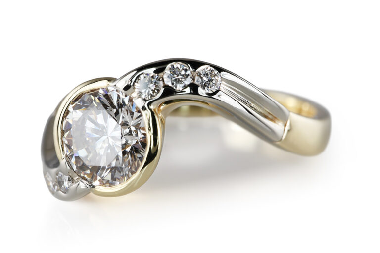 Ring Brillant Einkaräter H-I/VS2+ 6 Brillanten 750 Gold IGI Gr 60 [BRORS 20635]