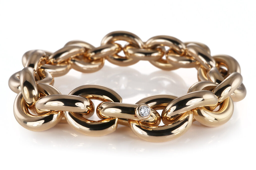 Schubart Armband 1 Brillant ca 0,12 ct TW/VVS Gold L.21,0 cm [BRORS 20650]