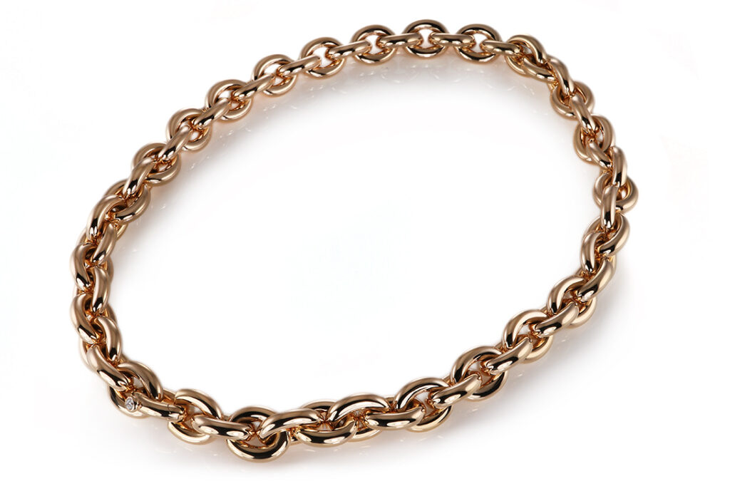 Schubart Collier 1 Brillant ca 0,12 ct TW/VVS 750 Gold ca 120,3 g [BRORS 20655]