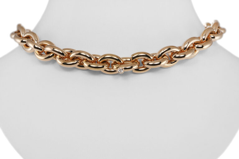 Schubart Collier 1 Brillant ca 0,12 ct TW/VVS 750 Gold ca 120,3 g [BRORS 20655]