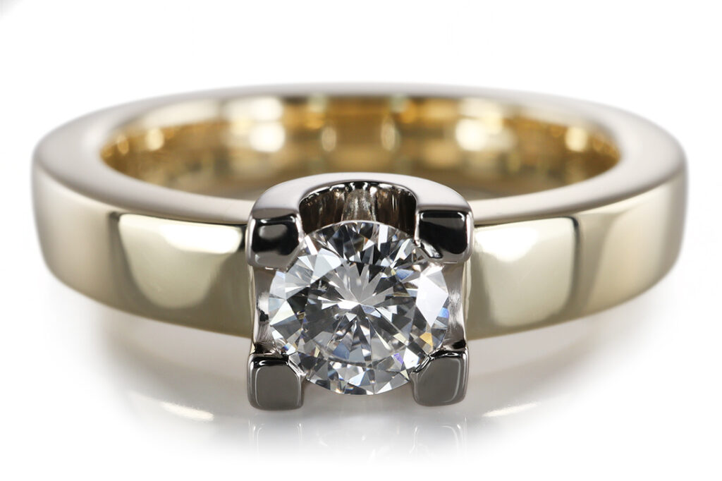 Ring 1 Brillant 0,55 ct RIVER/TW/VS2 585 Gold IGI Gutachten Gr 60 [BRORS 20662]