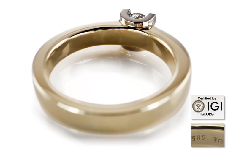 Ring 1 Brillant 0,55 ct RIVER/TW/VS2 585 Gold IGI Gutachten Gr 60 [BRORS 20662]