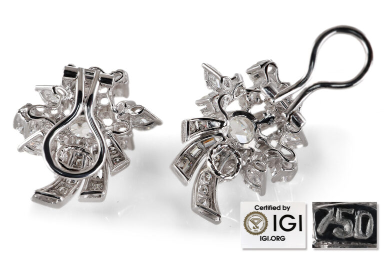 Ohr Clipse 2 Brillanten 3,0 ct +45 Diamanten 2,7 ct 750 Gold IGI [BRORS 20669]