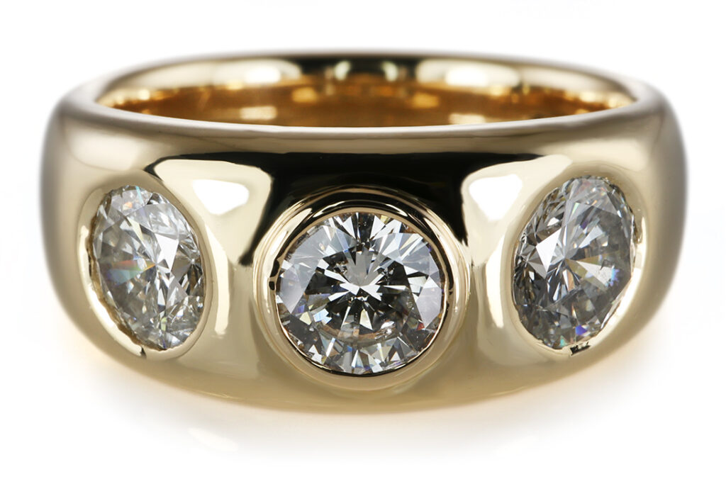 Ring HOFACKER 3 Brillanten ca 1,5 ct K/Pi750 Gelbgold Gr. 61 [BRORS 20679]