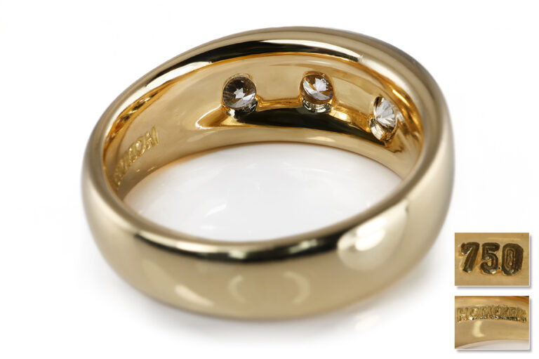 Ring HOFACKER 3 Brillanten ca 1,5 ct K/Pi750 Gelbgold Gr. 61 [BRORS 20679]