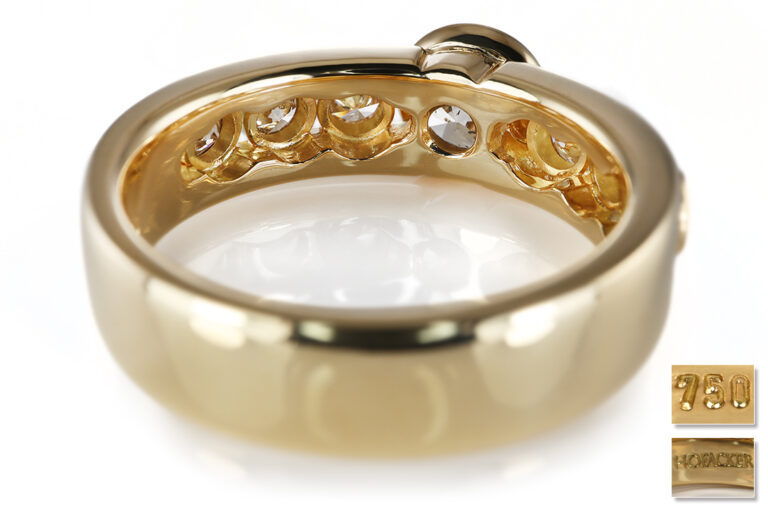Ring HOFACKER 7 Brillanten ca 0,8 ct K/Pi 750 Gelbgold Gr. 57 [BRORS 20680]