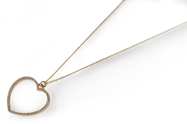 Christ Herz Anhänger Kette 58 Brillanten 0,2 ct H/SI 585 Gelbgold [BRORS 20682]