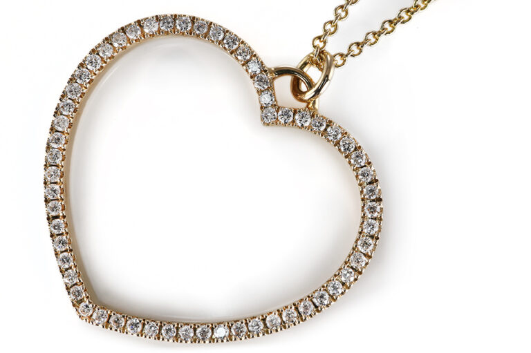 Christ Herz Anhänger Kette 58 Brillanten 0,2 ct H/SI 585 Gelbgold [BRORS 20682]