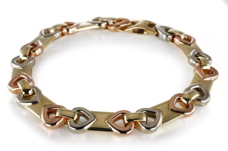Wempe Armband Herz 750 Weißgold Gelbgold Rosegold L.18 cm. [BRORS 20684]