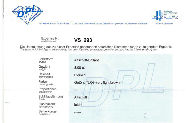 Ring Carl Theobold 1 Diamant ca 8,0 ct N-O/P1 750 Gold DPL Gr. 55 [BRORS 20700]