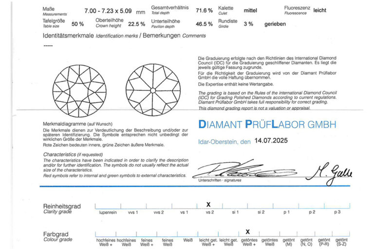 Ring 1 Diamant ca 1,58 ct K/VS2 750 Gold DPL Gr. 52 [BRORS 20702]
