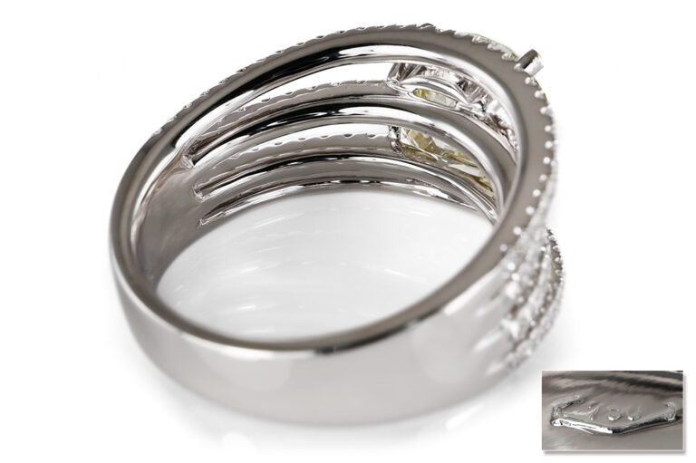 Ring 1 Diamant 3,04 ct N-O/VS 2 + Brillanten 750 Gold DPL Gr. 52 [BRORS 20703]