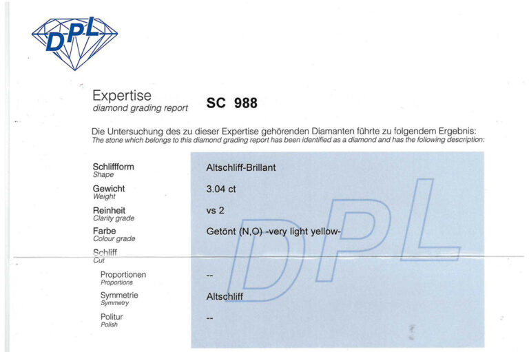 Ring 1 Diamant 3,04 ct N-O/VS 2 + Brillanten 750 Gold DPL Gr. 52 [BRORS 20703]