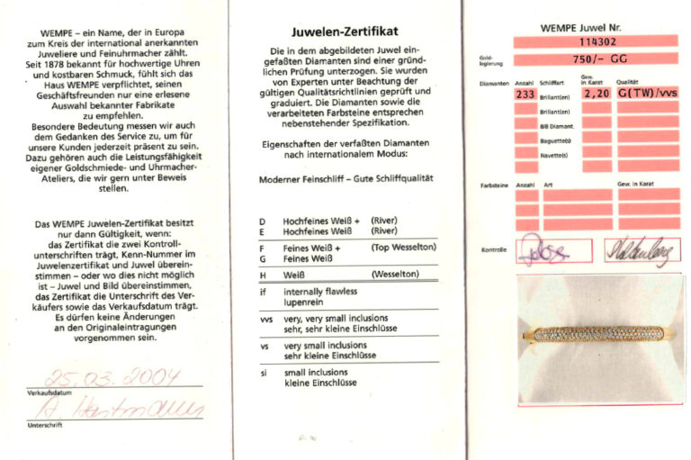 Armreif WEMPE 233 Brillanten ca 2,20 ct TW/VVS 750 Gold [BRORS 20706]