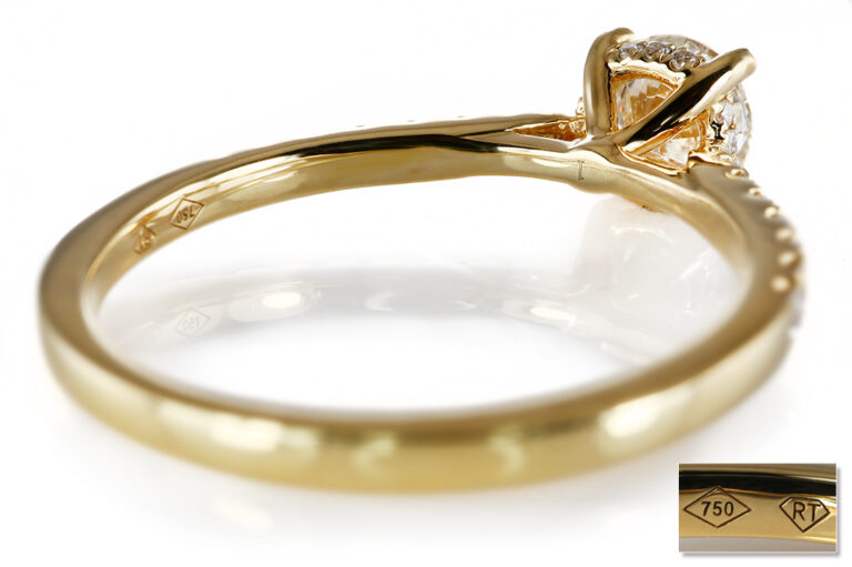 Ring 1 Brillant 0,59 ct H/VVS2 + Brillanten 750 Gold DPL Gr. 53 [BRORS 20711]