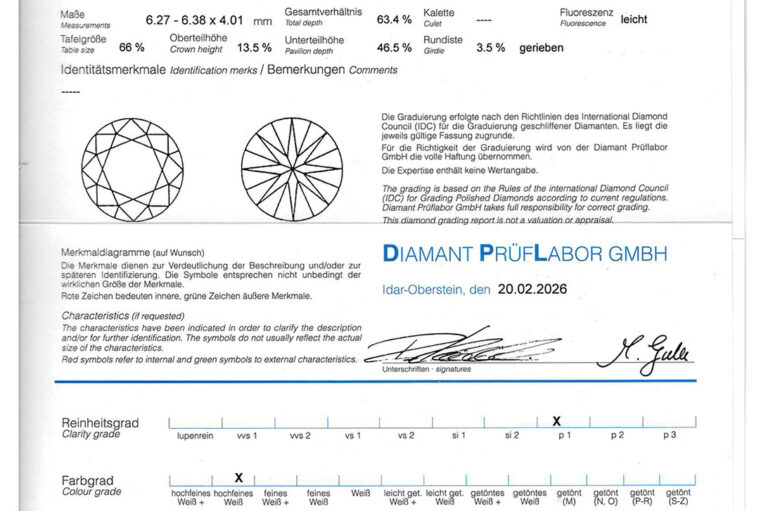 Ring 1 Brillant 1,0 ct RIVER/P1 + Brillanten 750 Gold DPL Gr. 52 [BRORS 20712]