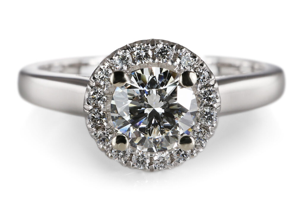 Ring 1 Brillant 0,53 ct VVS 2/G + Brillanten 750 Gold DPL Gr.55 [BRORS 20713]