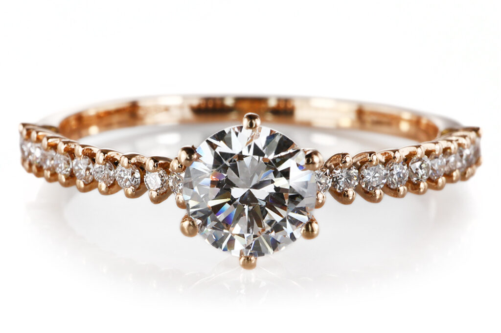 Ring 1 Brillant 0,43 ct G/SI 2 + 20 Brillanten 750 Gold DPL Gr. 53 [BRORS 20714]