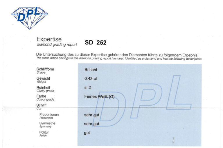 Ring 1 Brillant 0,43 ct G/SI 2 + 20 Brillanten 750 Gold DPL Gr. 53 [BRORS 20714]