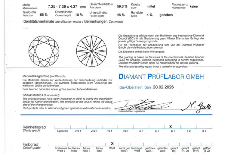 Ring 1 Brillant 1,42 ct H/P1 + 10 Brillanten 750 Gold DPL Gr. 54 [BRORS 20715]