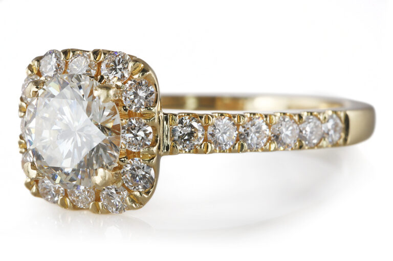 Ring 1 Brillant 0,55 ct J/VVS2 + 24 Brillanten 750 Gold DPL Gr. 53 [BRORS 20716]