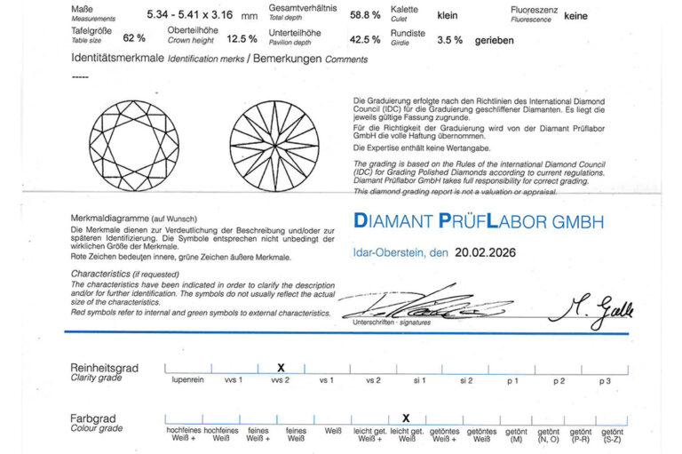 Ring 1 Brillant 0,55 ct J/VVS2 + 24 Brillanten 750 Gold DPL Gr. 53 [BRORS 20716]