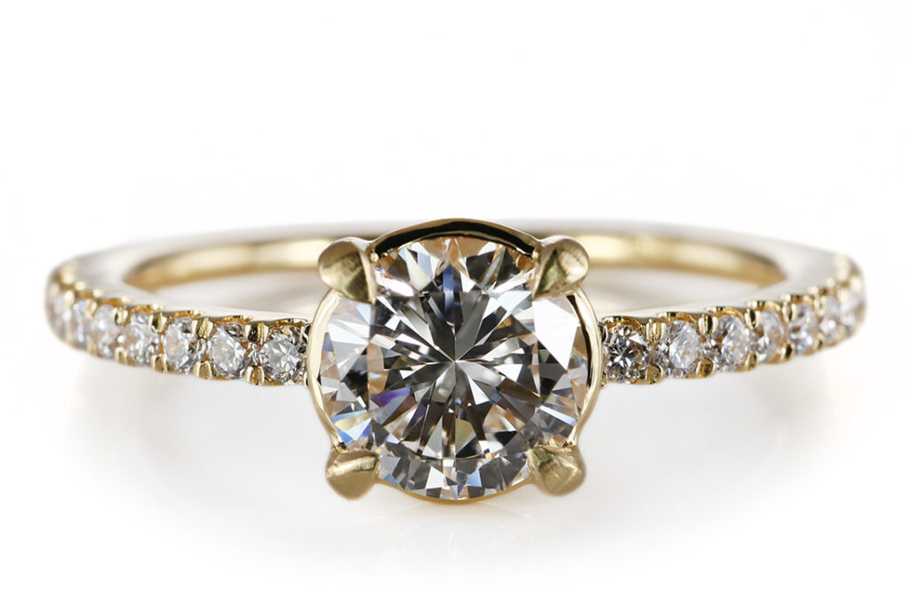 Ring 1 Brillant 0,61 ct RIVER/IF + Brillanten 750 Gold DPL Gr. 53 [BRORS 20718]