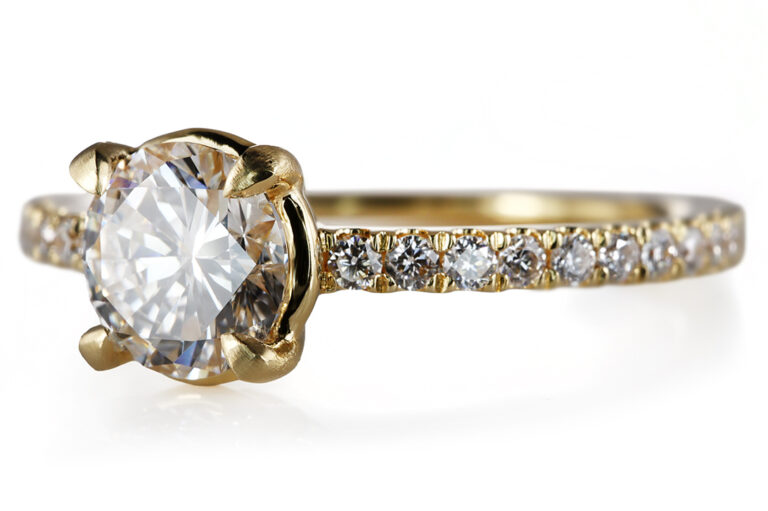 Ring 1 Brillant 0,61 ct RIVER/IF + Brillanten 750 Gold DPL Gr. 53 [BRORS 20718]