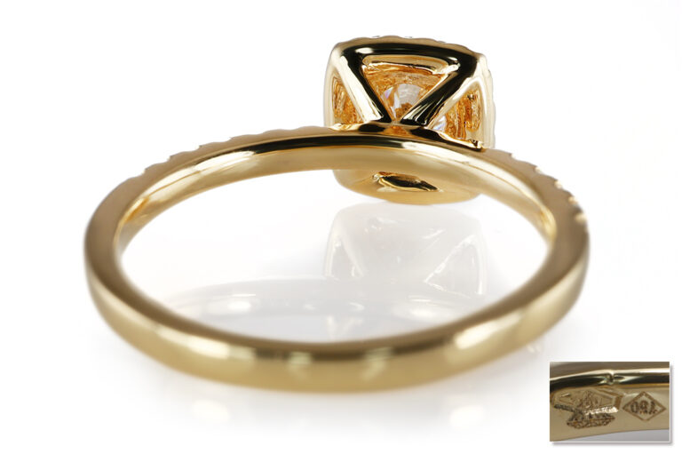 Ring 1 Brillant 0,46 ct F/Si2 + 29 Brillanten 750 Gold DPL Gr. 53 [BRORS 20720]