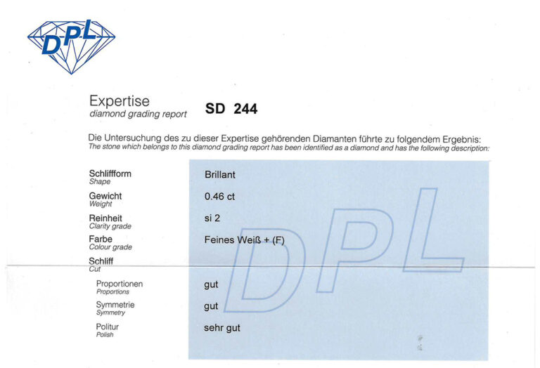 Ring 1 Brillant 0,46 ct F/Si2 + 29 Brillanten 750 Gold DPL Gr. 53 [BRORS 20720]