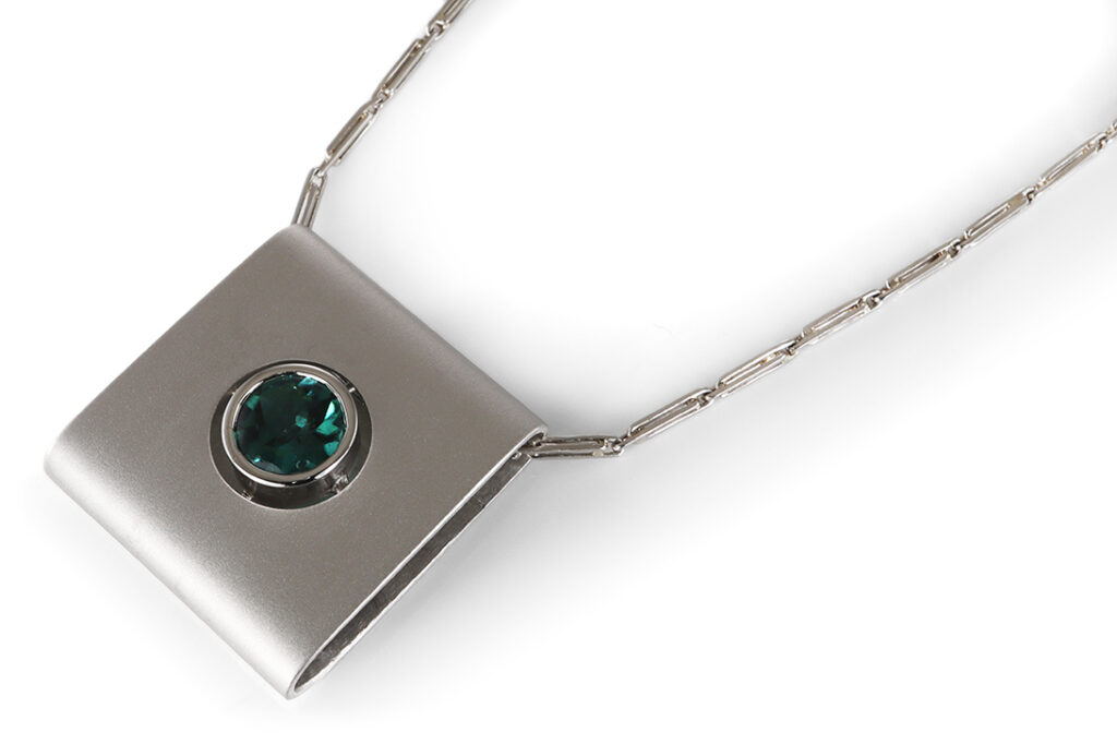 Flogaus Anhänger Turmalin türkis ca 1,0 ct + Kette 950 Platin [BRORS 20723]