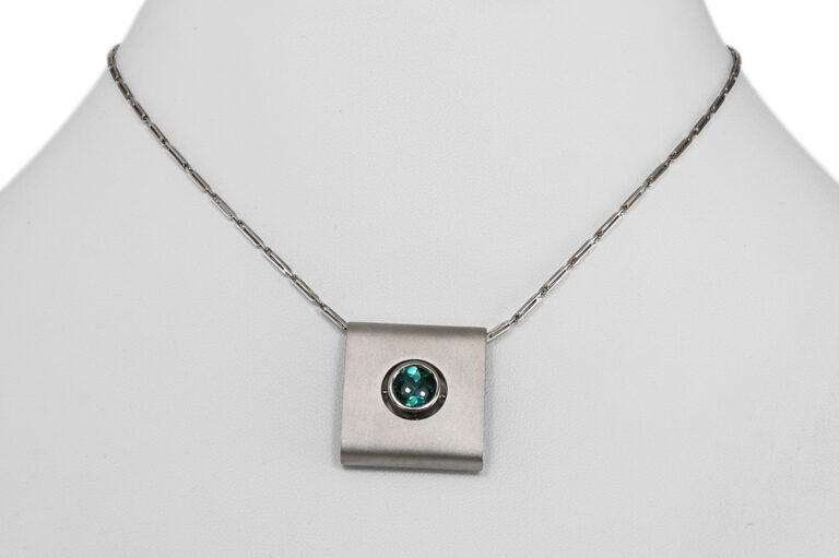 Flogaus Anhänger Turmalin türkis ca 1,0 ct + Kette 950 Platin [BRORS 20723]