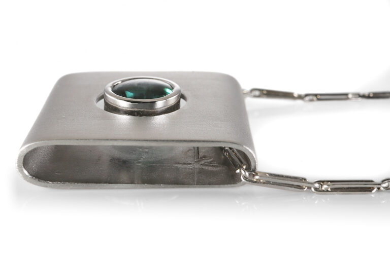 Flogaus Anhänger Turmalin türkis ca 1,0 ct + Kette 950 Platin [BRORS 20723]