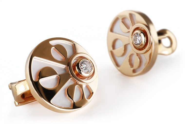 Bvlgari Ohrstecker INTARSIO 2 Brillanten Perlmutt 750 Rosegold [BRORS 20725]