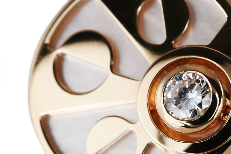 Bvlgari Ohrstecker INTARSIO 2 Brillanten Perlmutt 750 Rosegold [BRORS 20725]