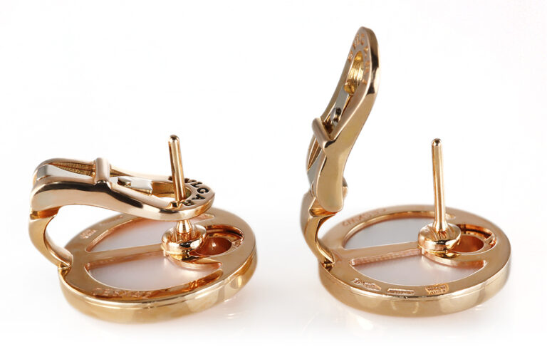 Bvlgari Ohrstecker INTARSIO 2 Brillanten Perlmutt 750 Rosegold [BRORS 20725]