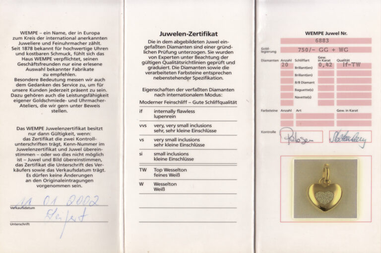 WEMPE Herz Anhänger 20 Brillanten ca. 0,42 ct lupenrein 750 Gold [BRORS 20729]