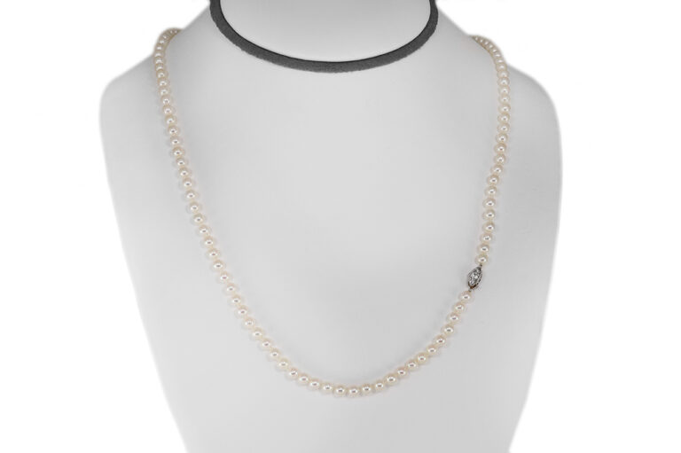 TIFFANY & CO Perlenkette Vintage 62cm 950 Platin Schloss FULL SET [BRORS 20740]