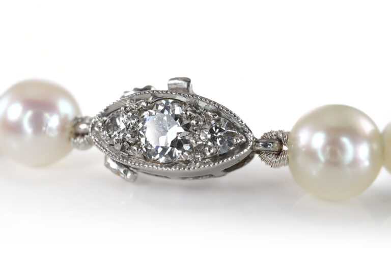 TIFFANY & CO Perlenkette Vintage 62cm 950 Platin Schloss FULL SET [BRORS 20740]