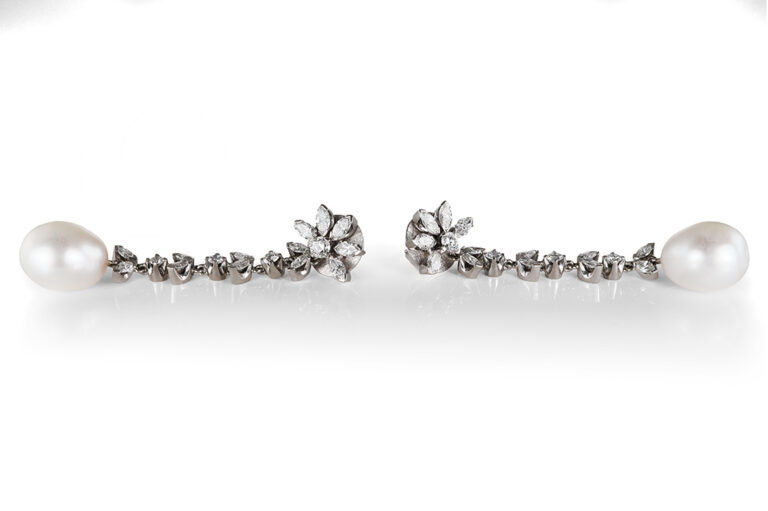 Ohrstecker Salzwasserperle Tropfen 34 Diamanten ca 3,0 ct 750 IGI [BRORS 20749]