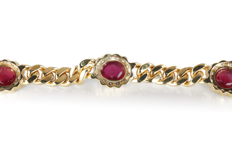 Armband 5 hochwertige Thailand Rubine 10 Karat + 60 Brillanten IGI [BRORS 20756]
