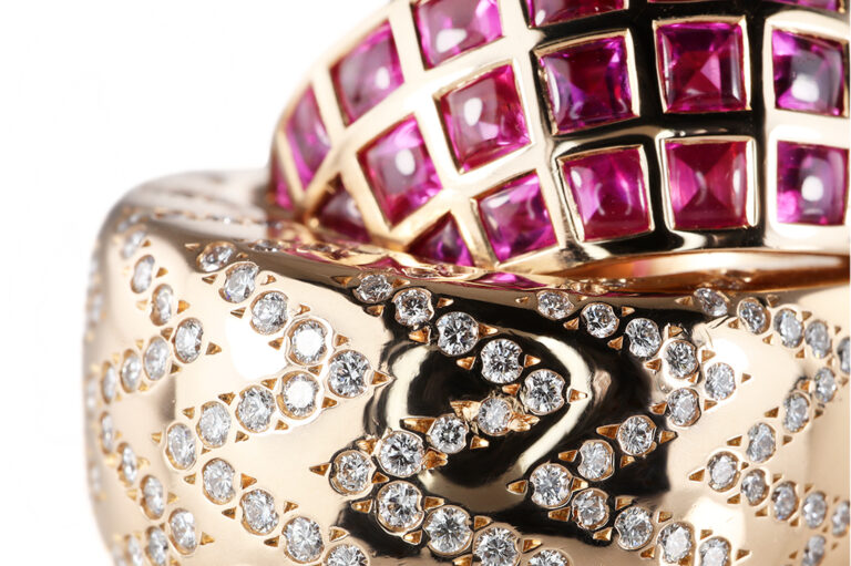 Ring VHERNIER Abbraccio 25 pink Saphir 207 Brillanten Rosegold IGI [BRORS 20757]