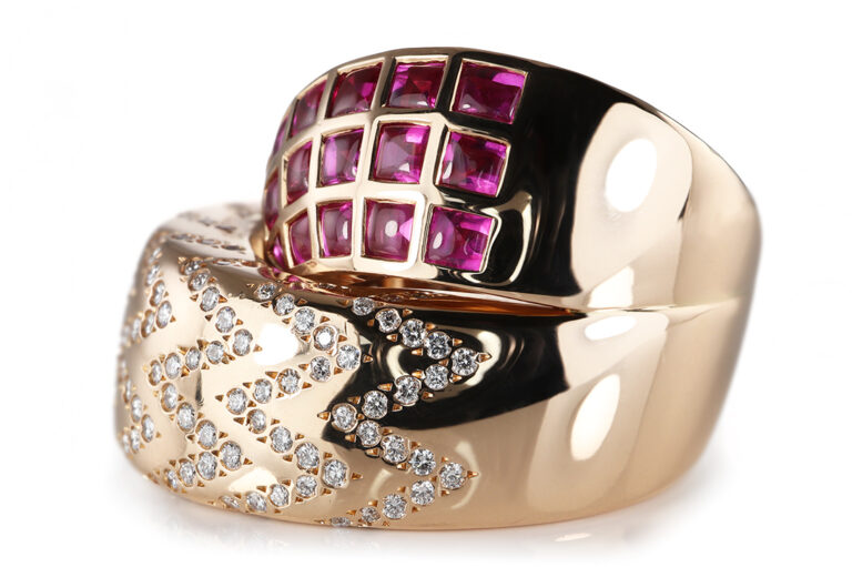 Ring VHERNIER Abbraccio 25 pink Saphir 207 Brillanten Rosegold IGI [BRORS 20757]